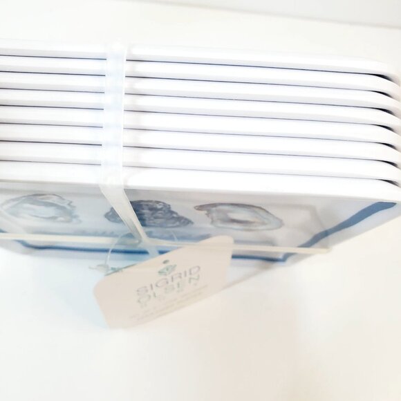 SIGRID OLSEN Set of 8 Appetizer Plates 6" Square Melamine Oyster Aw Shucks - Picture 5 of 10